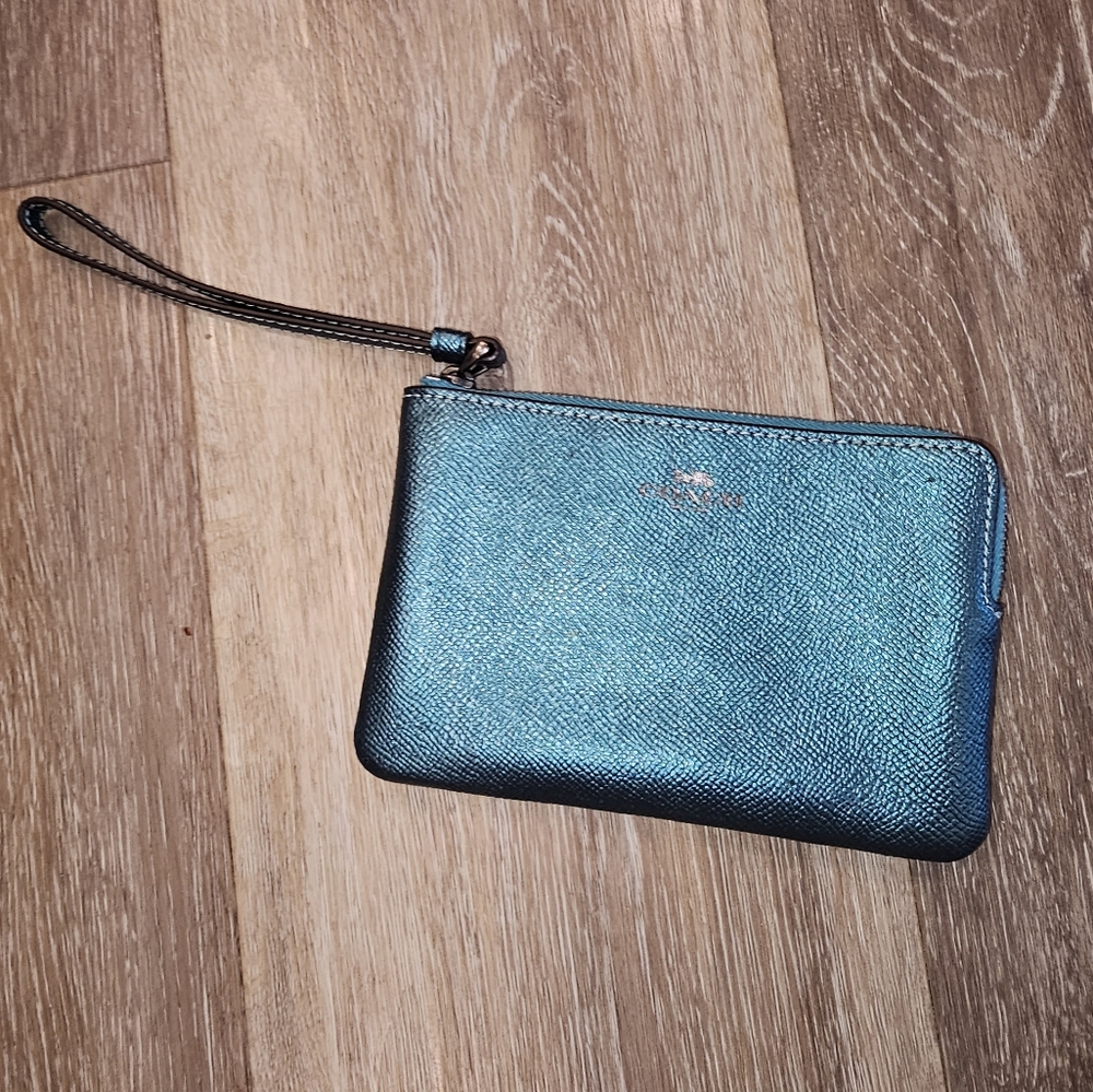 Coach teal wristlet